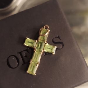 14k Gold PERIDOT Cross PEDANT